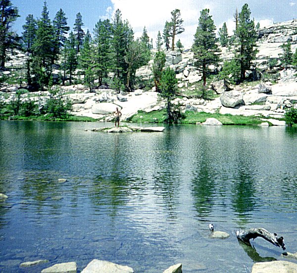 Swimming Gardiner Basin near Gardiner Pass