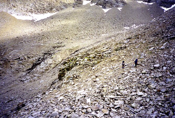 Descending Kaweah Pass -- pass in background